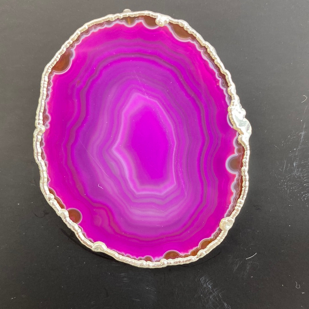 Agate Slice Silver-Plated Phone Grip