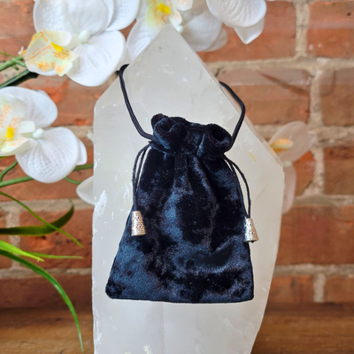 Black Panne Velvet Amulet Pouch Necklace - Artisan Made