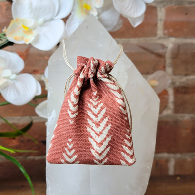 Blush Pink Patterned Cotton Amulet Pouch Necklace - Artisan Made