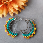"Crescent Moon" Beaded Crystal Earrings – Artisan Made