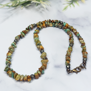 Elise Free Form Turquoise and Faceted Pyrite Necklace- Artisan Made