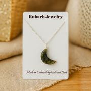 Half Moon Labradorite Necklace-Sterling Silver Chain - Artisan Made