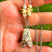 Hanging Fruit Bat Crystal Carving Necklace with Crystal Beads and Rattlesnake Vertebrae - Artisan Made - Variants