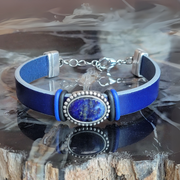 Lapis Gemstone Leather Bracelet - Artisan Made