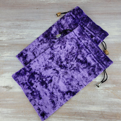 Lilac Panne Velvet Tarot Card Bag with Brass Accents - Artisan Made