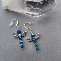 "Messenger of Light" Dragonfly & Crystal Earrings – Artisan Made