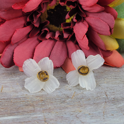 Milky Flower Stud Earring - Artisan Made