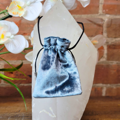 Orion Blue Panne Velvet Amulet Pouch Necklace - Artisan Made