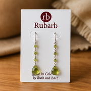 Peridot Drop Earrings Sterling Silver Earwires - Artisan Made