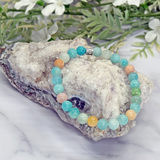 Peruvian Amazonite and Pink Morganite Stretch Bracelet – Artisan Made