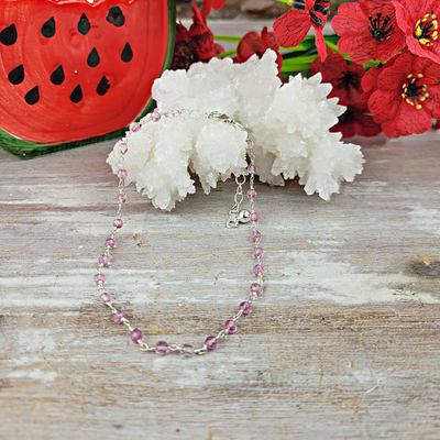 Pink Tourmaline Anklet-Handcrafted