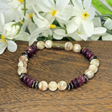 Purple Spiny Oyster, Mother Of Pearl Stretch Bracelet – Artisan Made
