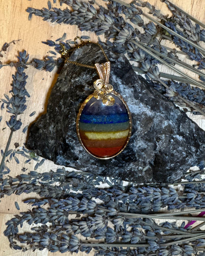 Rainbow Chakra Wire Wrapped Statement Necklace - Artisan Made