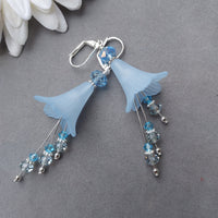 "Sea of Tranquility" Aquamarine Flower & Crystal Earrings – Artisan Made