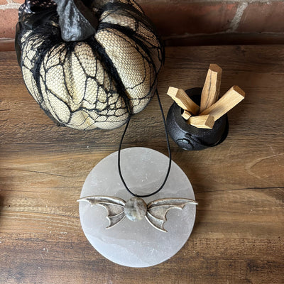"Seek Spiritual Guidance" Sunstone Bat Wing Necklace - Artisan Made