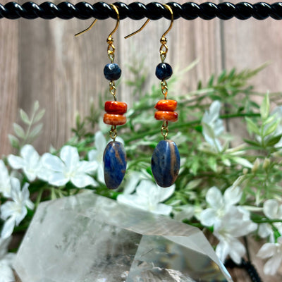 Sodalite and Spiny Oyster Earrings - Artisan Made