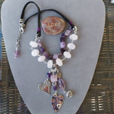 "Stones of Love & Peace" Hearts, Rose Quartz & Amethyst Necklace – Artisan Made