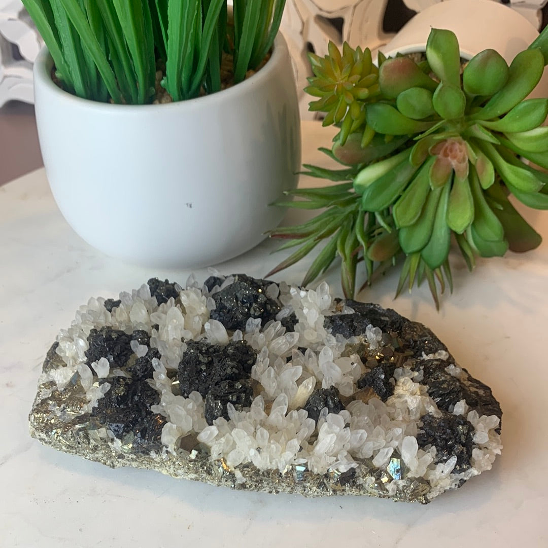 Quartz with Sphalerite and Chalcopyrite | Healing Crystal | Quartz Crystal | Chalcopyrite hotsell | Quartz Stone | Sphalerite