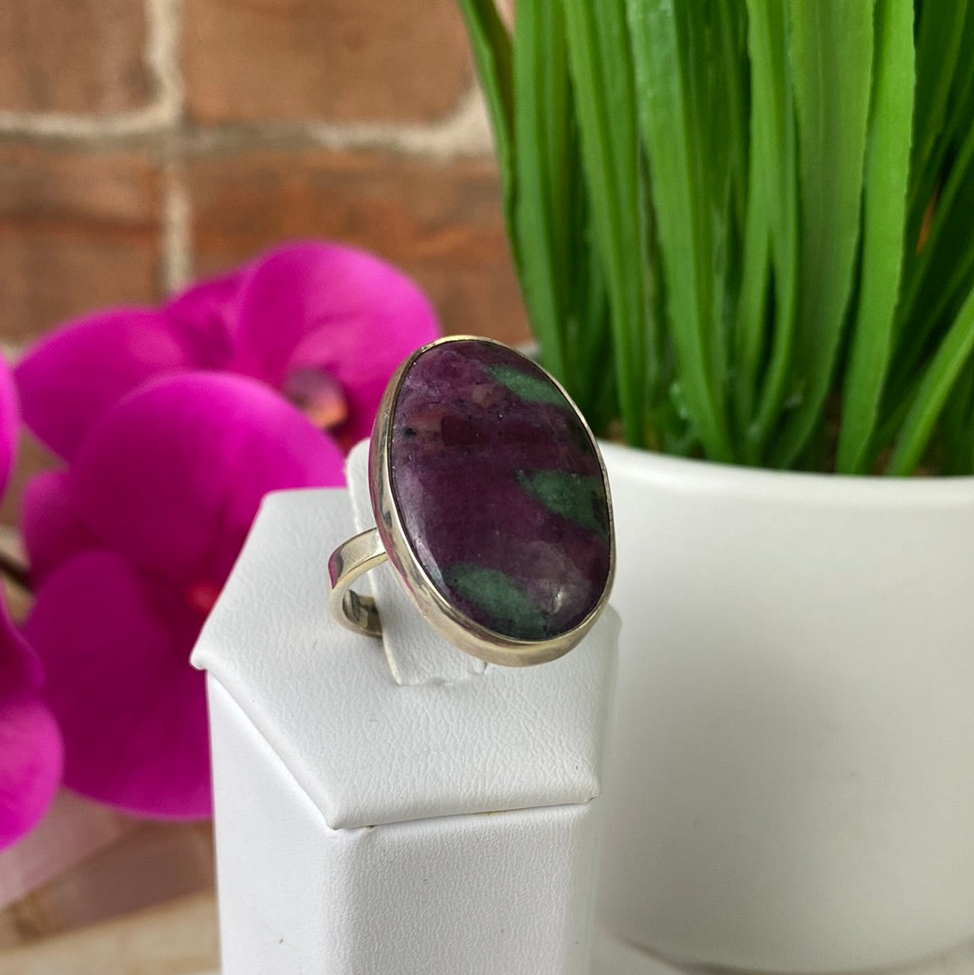 Ruby Zoisite Ring 1" with Sterling Silver Adjustable Band