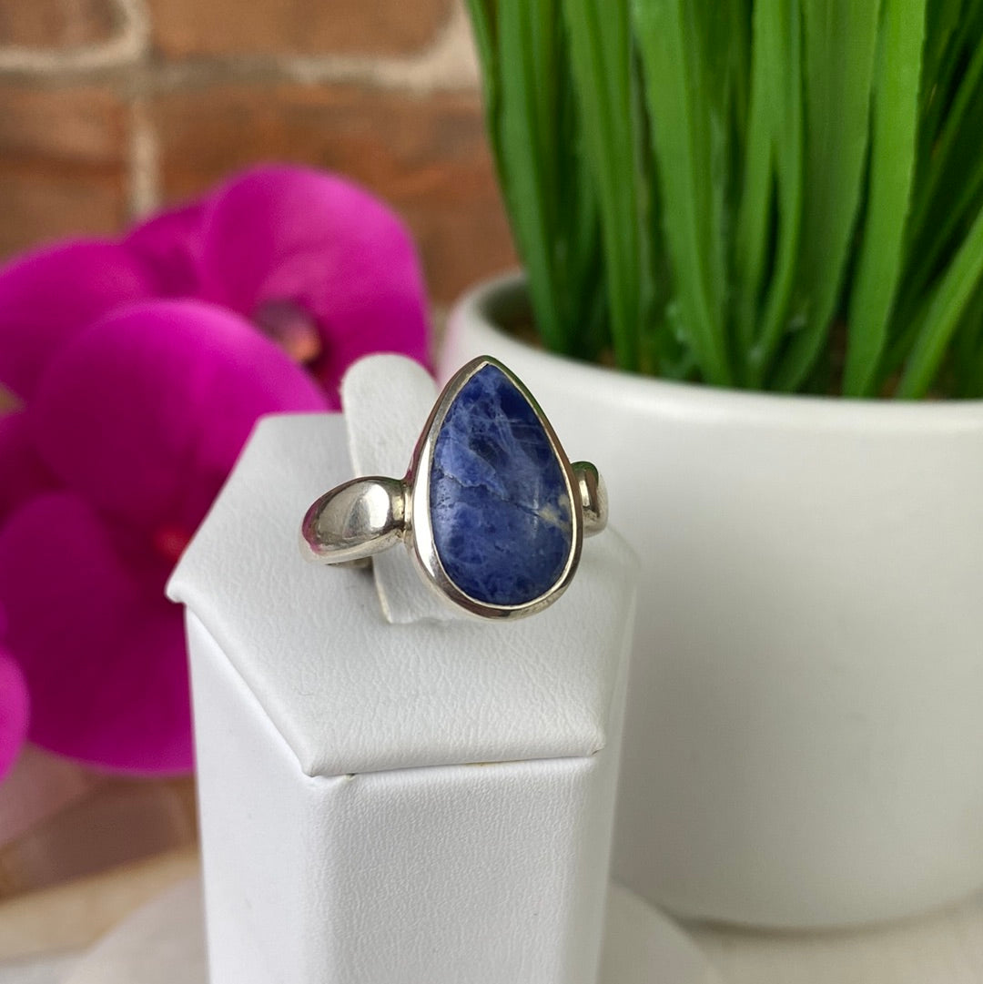 Sodalite Sterling Silver Ring Sized or Adjustable 7