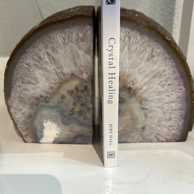 Agate Geode Bookends 6"+ (Pink, Blue, Purple, Natural)