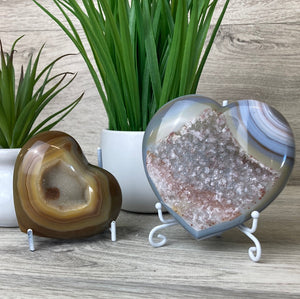 Agate Geode Heart Polished with Druzy Accents (variants between 2-6")