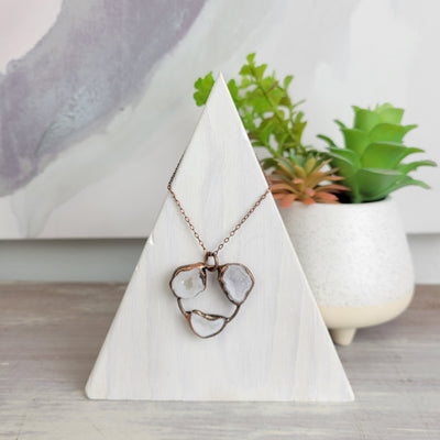 Agate Geode Slice Three Stone Necklace with Chain