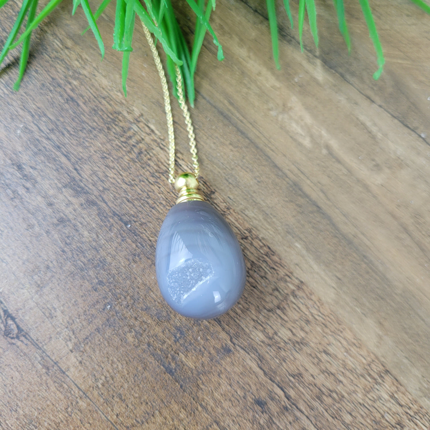 Agate Mini Perfume Bottle Necklace 1"