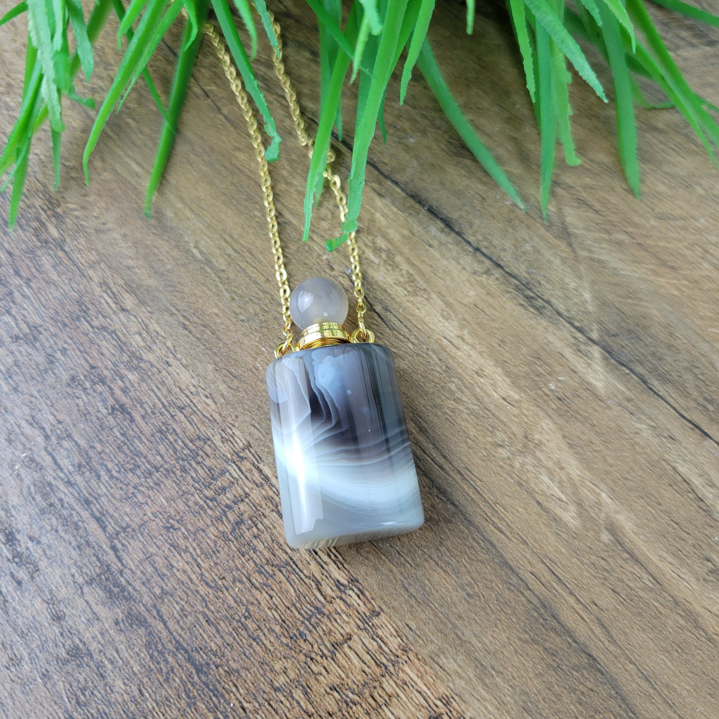 Agate Mini Perfume Bottle Necklace 1"