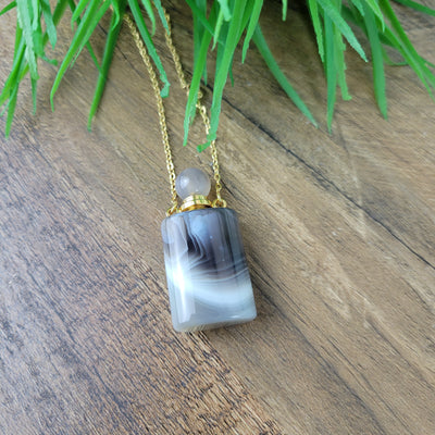 Agate Mini Perfume Bottle Necklace 1"
