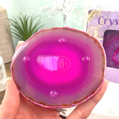 Agate Slice Handmade Coaster Set 3-4" (Pink, Purple, Blue, Natural, Black, Teal)