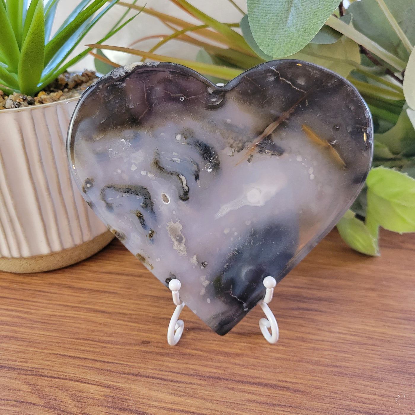 Agate Slice Thin Heart - Large (4.5-6")
