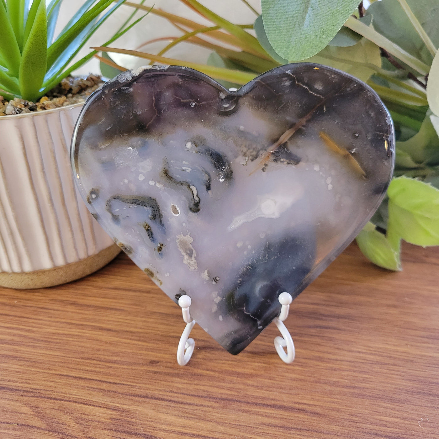 Agate Slice Thin Heart - Large (4.75-6")