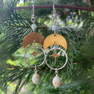 Amazonite Mixed Metal Star Dangles -Artisan Made