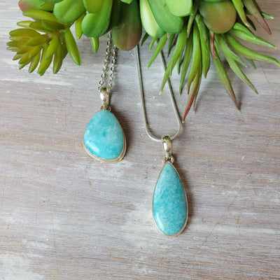 Amazonite Pendant set in sterling silver 1"