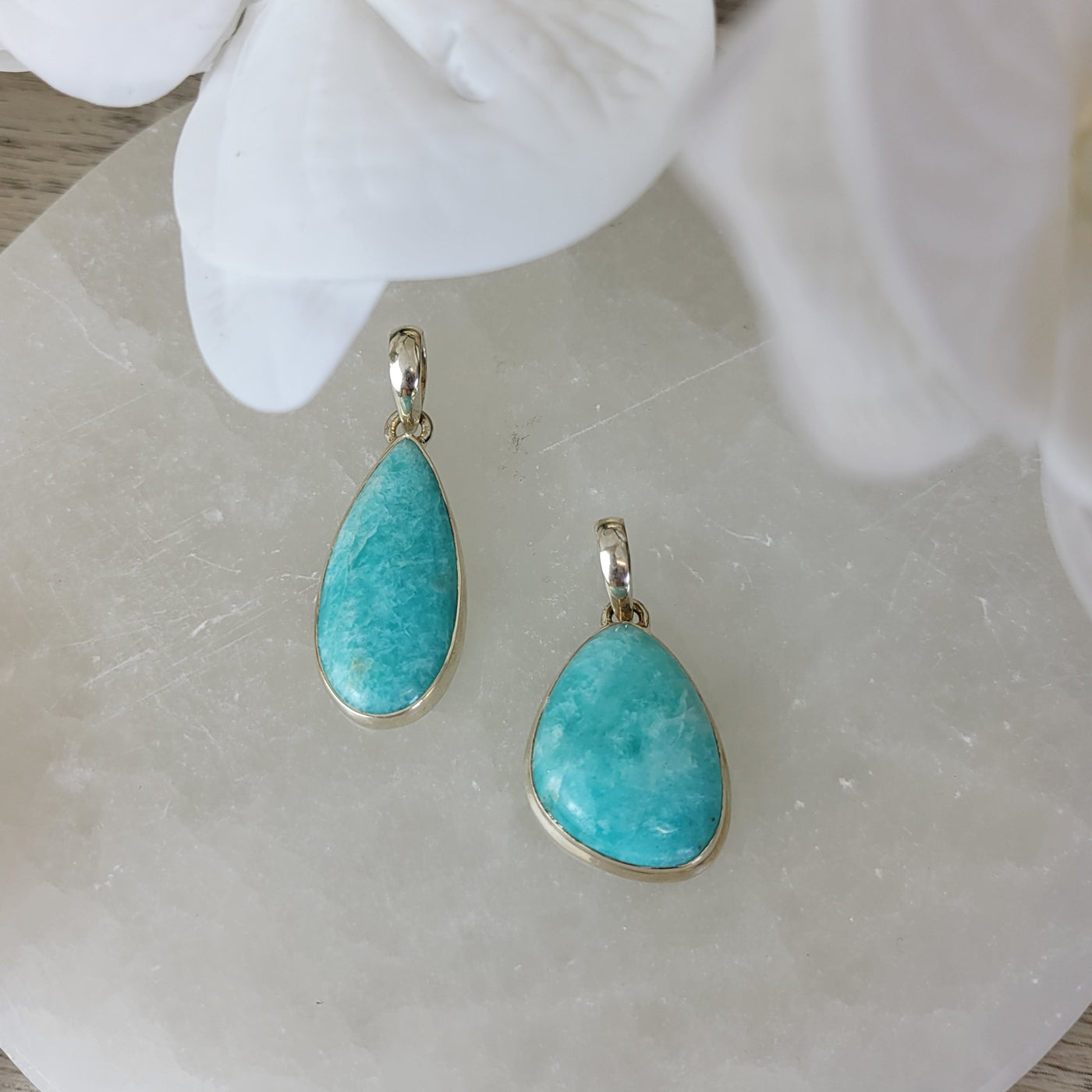 Amazonite Pendant set in sterling silver 1"