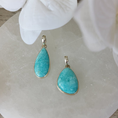 Amazonite Pendant set in sterling silver 1"