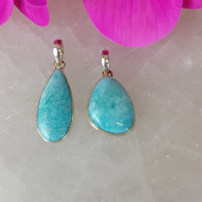 Amazonite Pendant set in sterling silver 1"