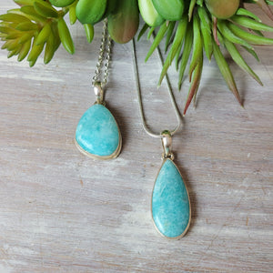 Amazonite Pendant set in sterling silver 1"