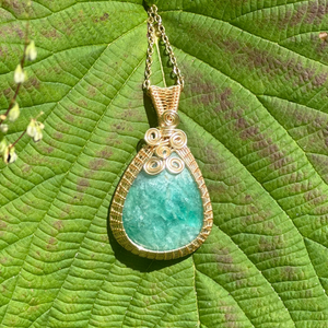 Amazonite Wire Wrap Necklace - Artisan Made