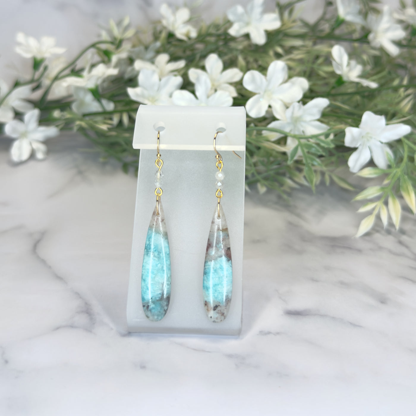 Amazonite and Zircon Earrings/Variants - Artisan Made
