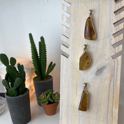 Amber Chunk sterling silver Pendant