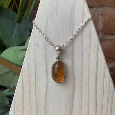 Amber Polished sterling silver Pendant