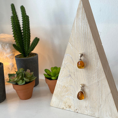 Amber Polished sterling silver Pendant