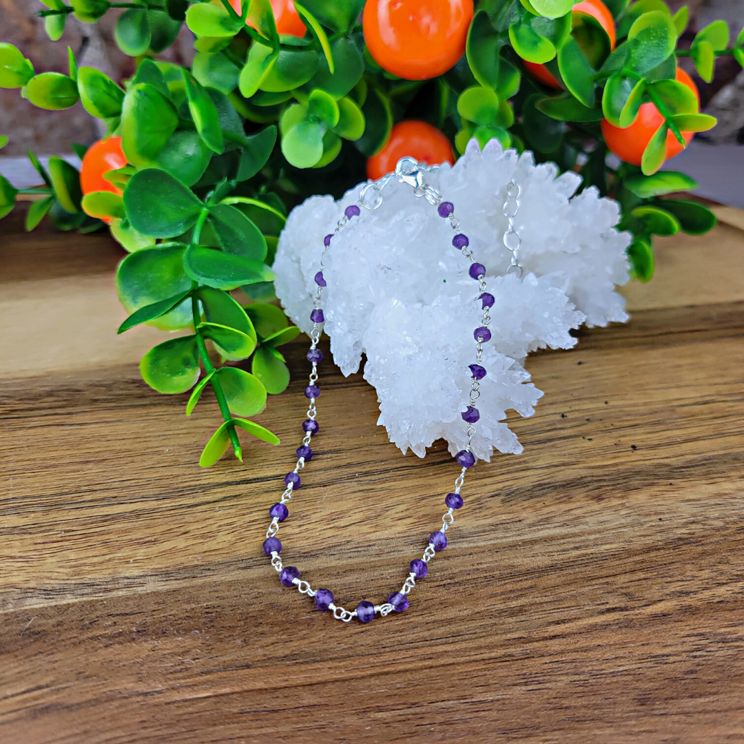 Amethyst Anklet-Handcrafted