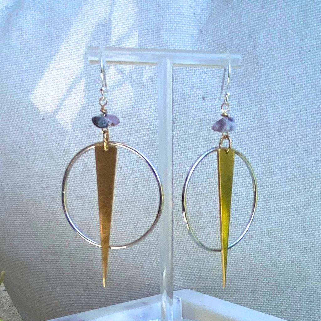 Artisan amethyst earrings buy brass