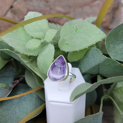 Amethyst Chevron Freeform Adjustable Ring ~ 1" in Sterling Silver