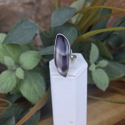Amethyst Chevron Freeform Adjustable Ring ~ 1" in Sterling Silver