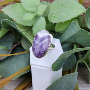 Amethyst Chevron Freeform Adjustable Ring ~ 1" in Sterling Silver