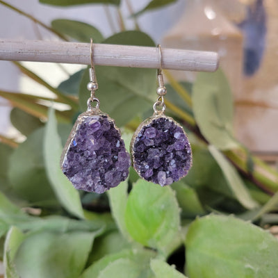 Amethyst Cluster Earrings - gold or silver Plated